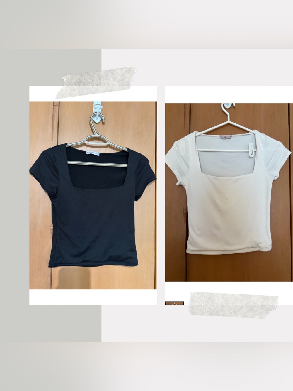 Square Neck Short Sleeve Top - Black and White bundle